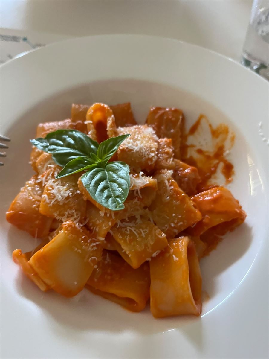 Paccheri al pomodoro con basilico e parmigiano